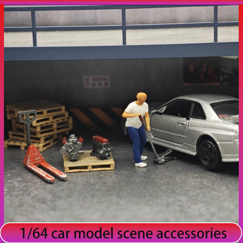1:64 Car Model Repair Shop Sce - đánh giá và giá Car Jack