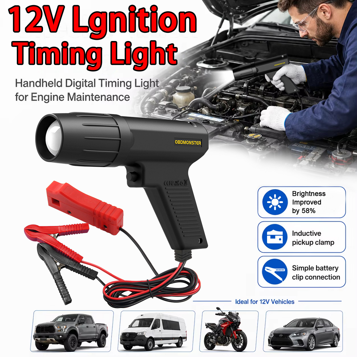 12V Inductive Ignition Timing  - đánh giá và giá Timing Light Gun
